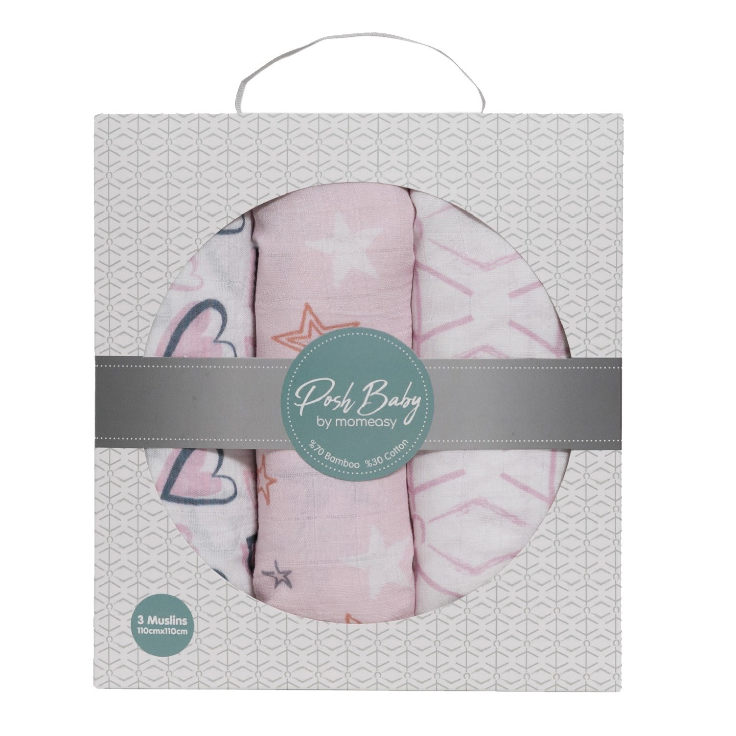 Posh Baby Pembe Müslin Battaniye 3'lü 110x110 cm Orjinal