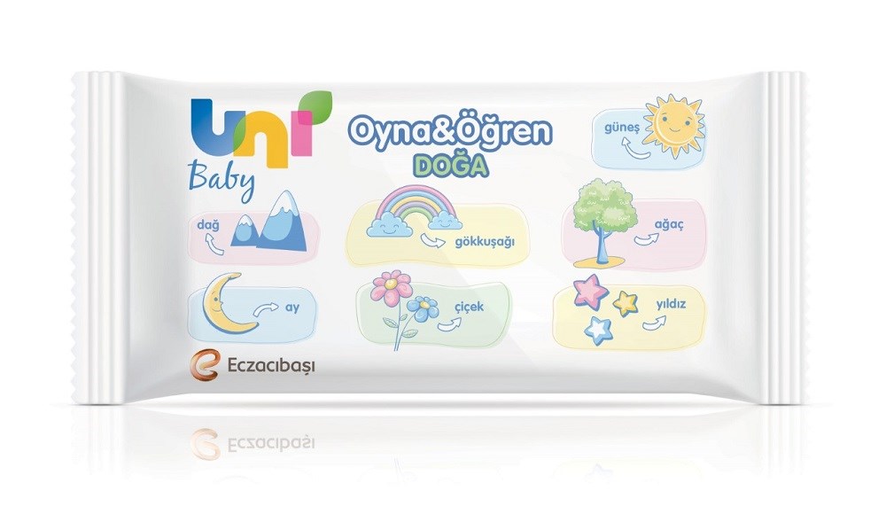 Uni Baby Oyna Öğren Islak Mendil 12 li Paket - Puzzle Hediyeli Orjinal