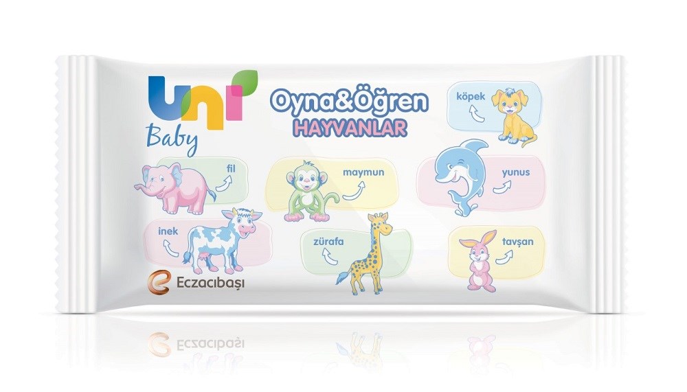 Uni Baby Oyna Öğren Islak Mendil 12 li Paket - Puzzle Hediyeli Orjinal