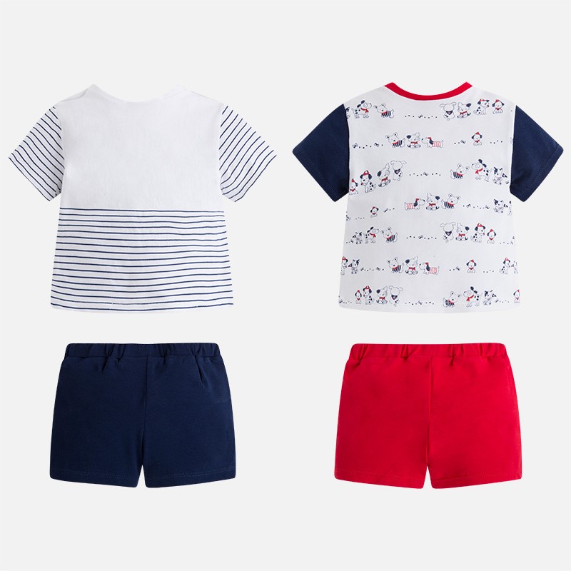 Mayoral Erkek Bebek Yazlık Kısa Kol T-shirt Şort 4lü Set Kırmızı