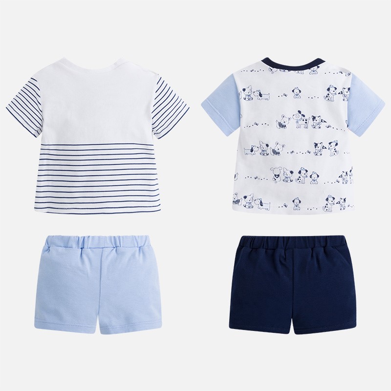 Mayoral Erkek Bebek Yazlık Kısa Kol T-shirt Şort 4lü Set Koyu Mavi