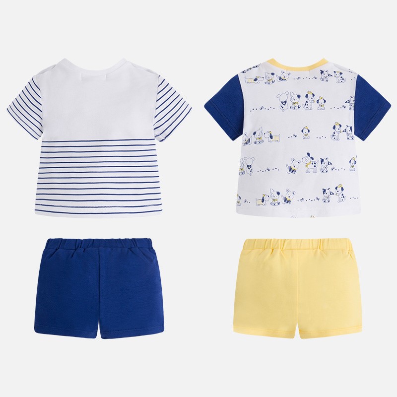 Mayoral Erkek Bebek Yazlık Kısa Kol T-shirt Şort 4lü Set Sarı