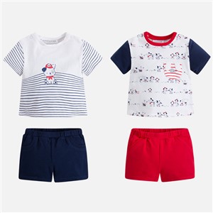 Mayoral Erkek Bebek Yazlık Kısa Kol T-shirt Şort 4lü Set