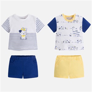 Mayoral Erkek Bebek Yazlık Kısa Kol T-shirt Şort 4lü Set