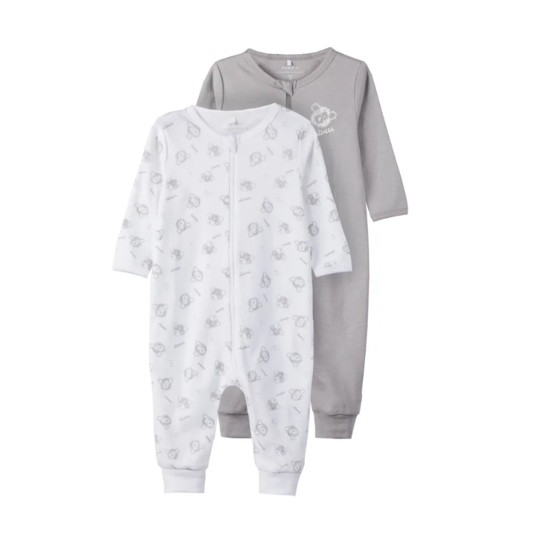 Name It Erkek Bebek Kışlık Penye Patiksiz Tulum 2'li Set Gri