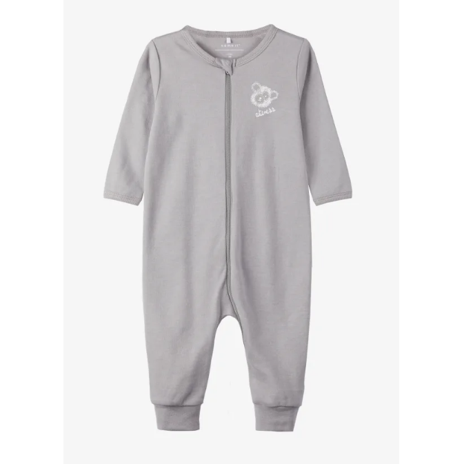 Name It Erkek Bebek Kışlık Penye Patiksiz Tulum 2'li Set Gri