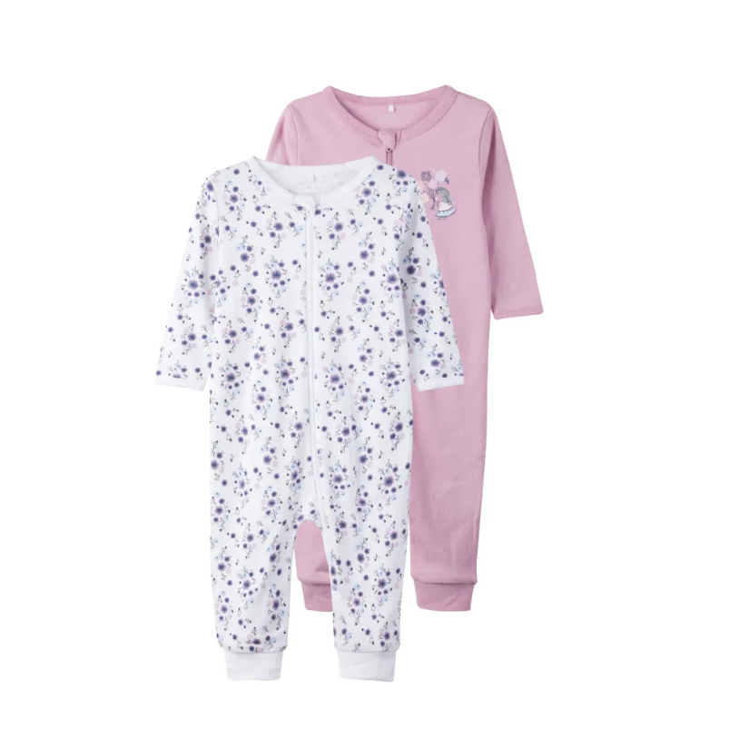 Name It Kız Bebek Kışlık Penye Patiksiz Tulum 2'li Set Mor