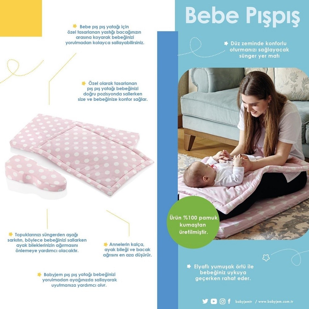 BabyJem Uyku Pışpış Bebek Minderi Pembe