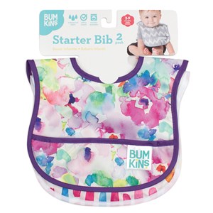 Bumkins Başlangıç Önlüğü (3-9 ay) 2li Paket - Watercolor & Brush Strokes