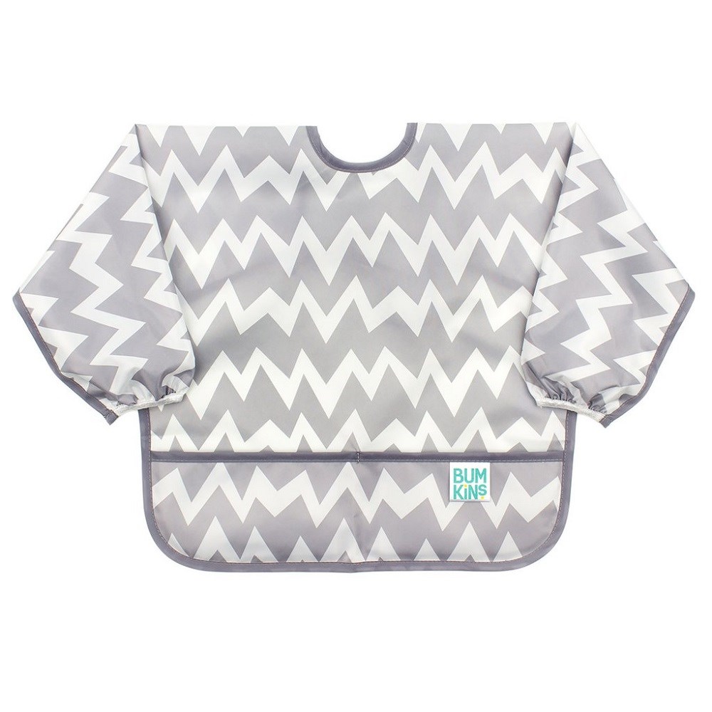 Bumkins Uzun Kollu Önlük (6-24 ay) - Grey Chevron 