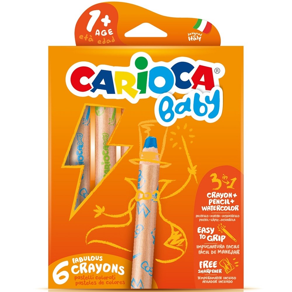 Carioca Baby 3 in 1 Jumbo Bebek Bebek Ahşap Gövdeli Boya Kalemi Orjinal