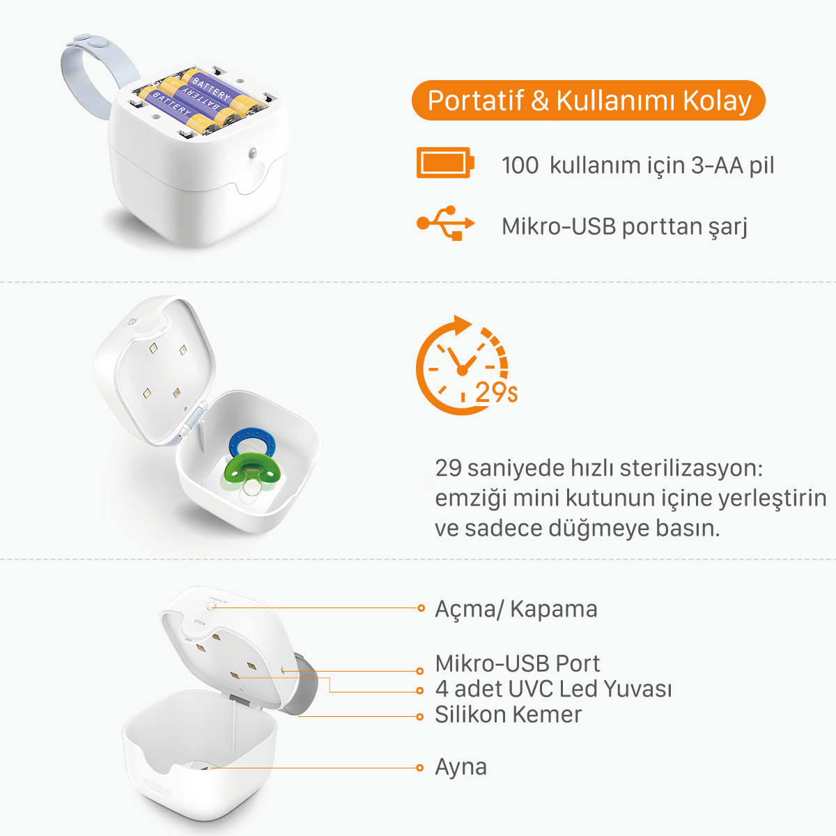Deerma S6 Ultraviyole (UVC) Mini Sterilizasyon Kutusu Orjinal