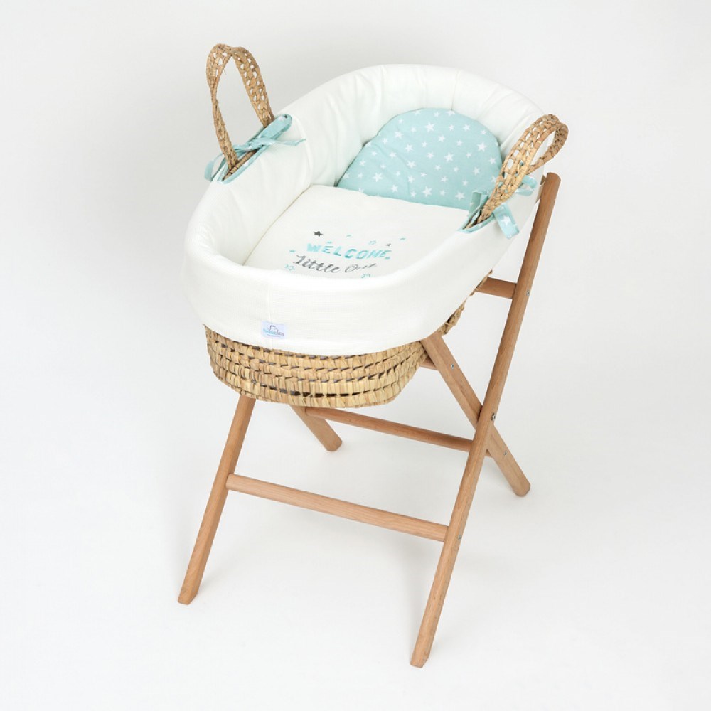 Funnababy Hasır Sepet Beşik Seti - Aqua Orjinal
