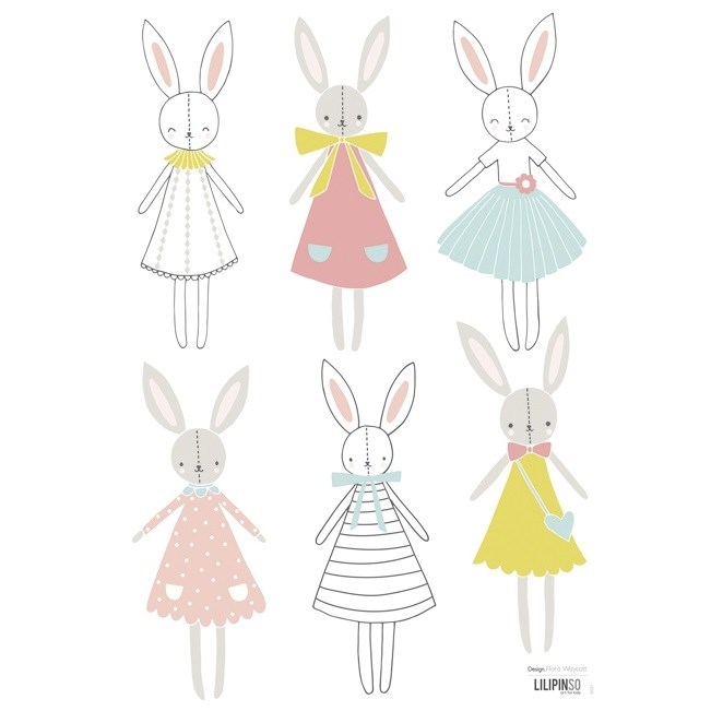 Lilipinso Bebek Odası Çıkartmalar Tavşan Kız 30x42 cm Orjinal