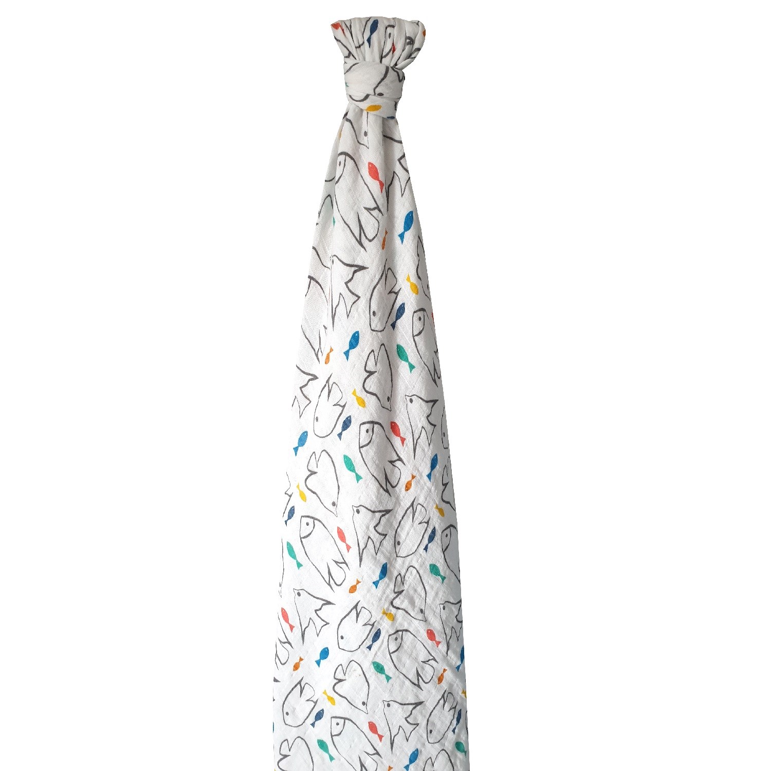Momeasy Balık Tekli Müslin Battaniye 100x120 cm Beyaz