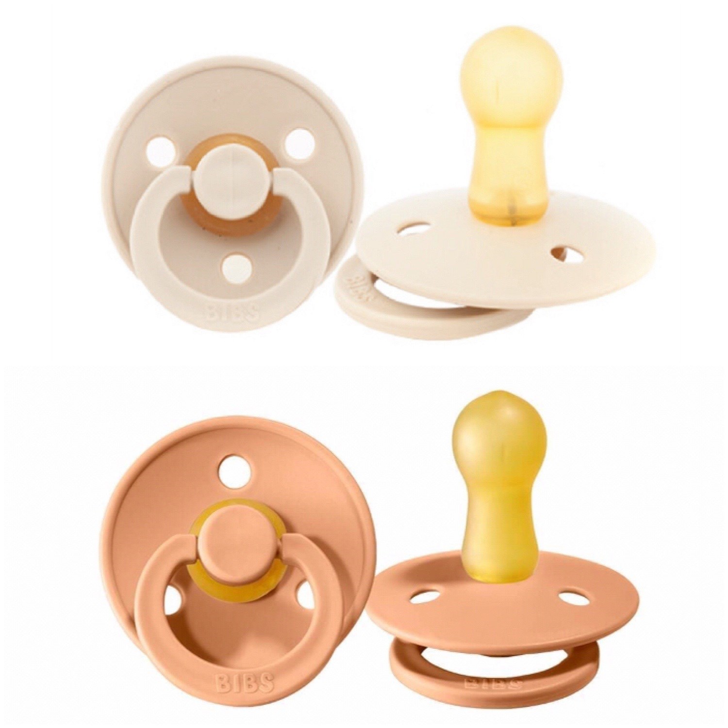 Bibs Colour Bebek Doğal Kauçuk 2'li  Emzik Vanilla / Peach 6-18 Ay Krem