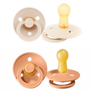 Bibs Colour Bebek Doğal Kauçuk 2'li Emzik Vanilla/ Peach 6-18 Ay