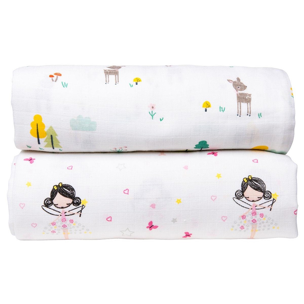 MYCey Çok Amaçlı Örtü Bambi Desen Müslin Kumaş Beyaz