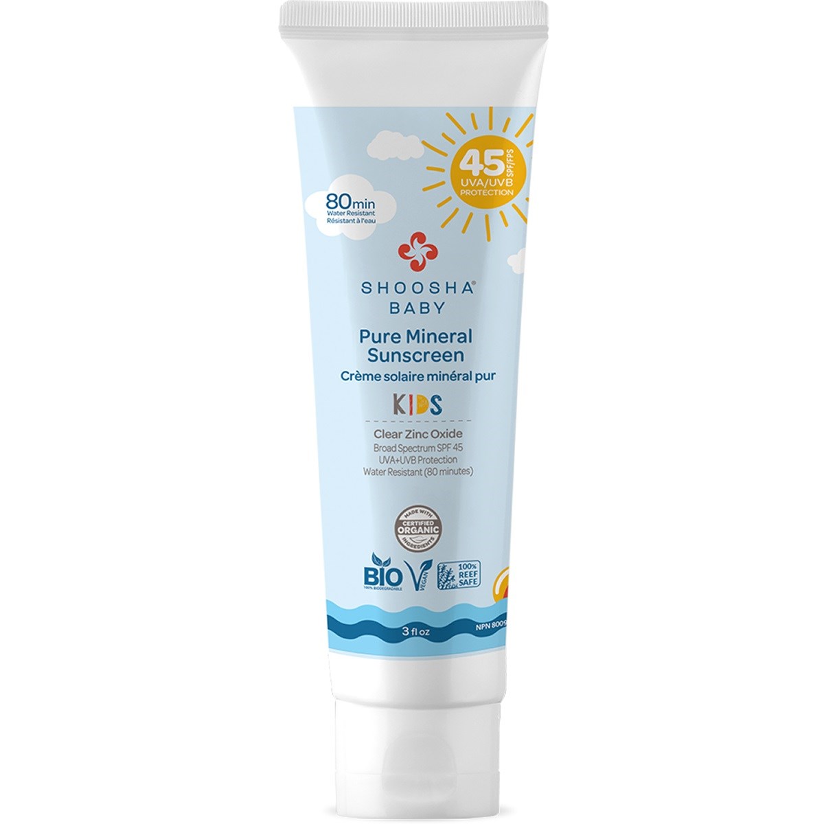 Shoosha Kids Pure Mineral Sunscreen SPF 45 - Çocuklar İçin Organik İçerikli Güneş Kremi 90 ml Orjinal