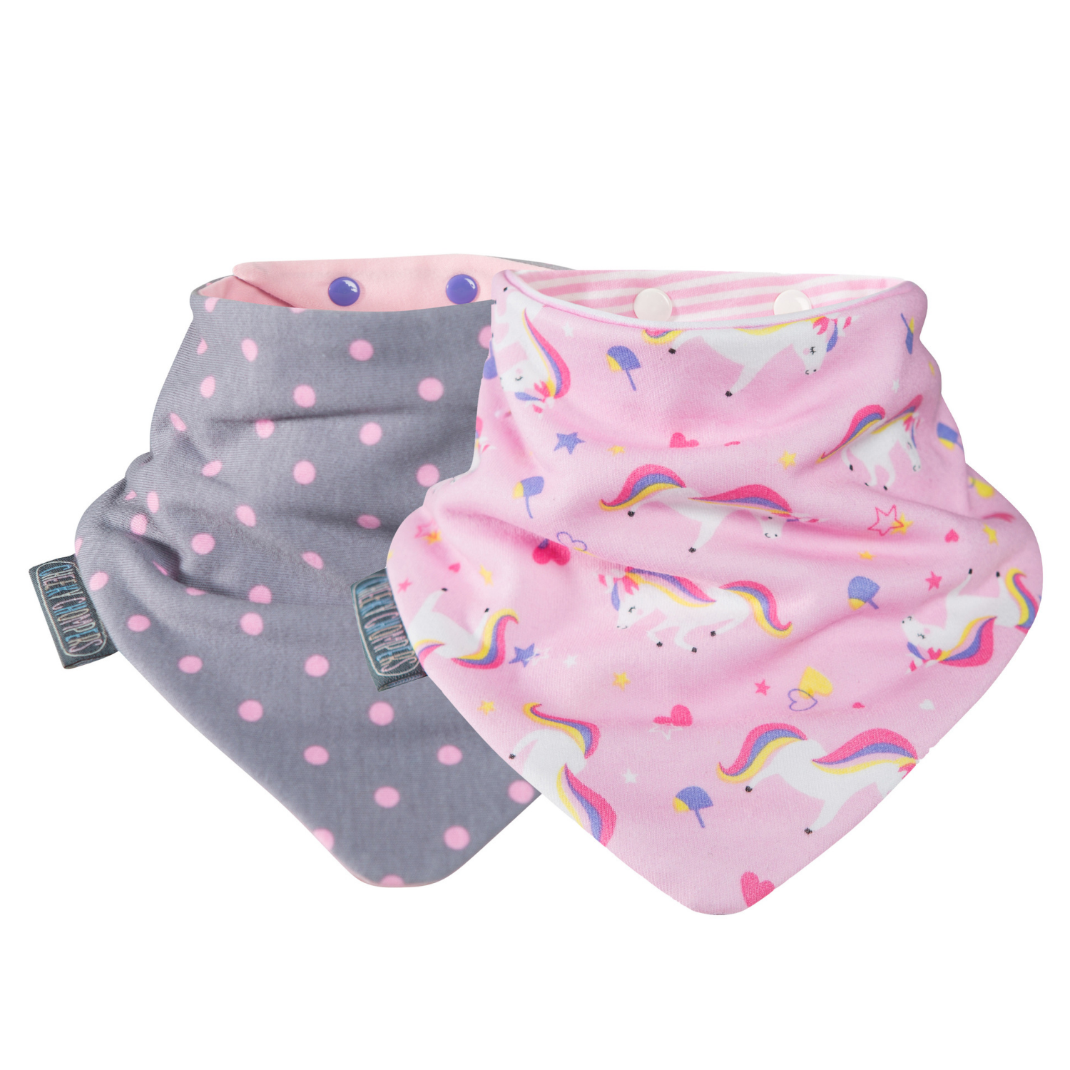 Cheeky Chompers Fular Önlük İkili Unicorn & Dots Orjinal