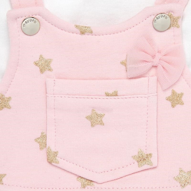 Mayoral Kışlık Kız Bebek Bluz Salopet Elbise Bandana 3'lü Set Pembe