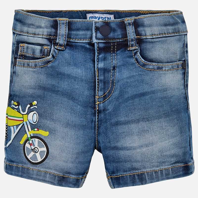 Mayoral Yazlık Erkek Bebek Baskılı Denim Bermuda Şort Mavi