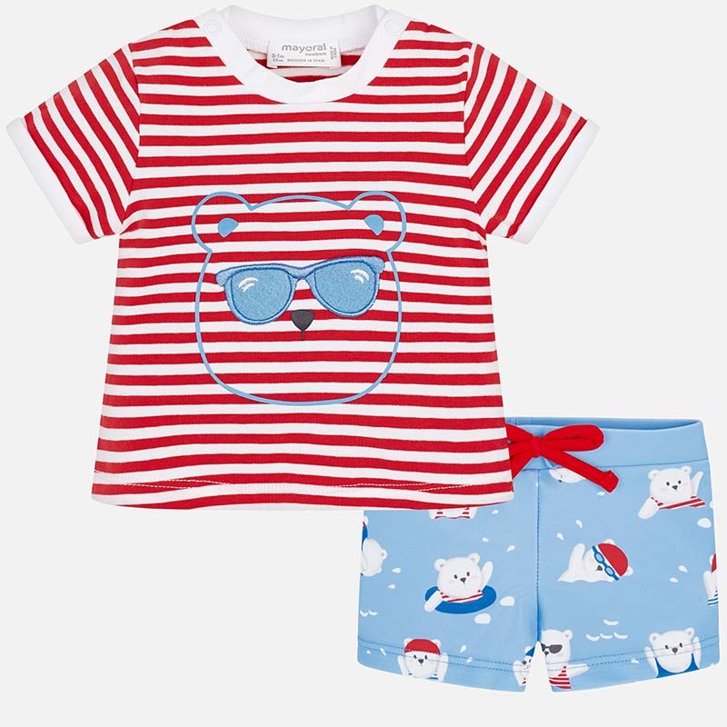 Mayoral Yazlık Erkek Bebek T-shirt Mayo 2'li Set Kırmızı