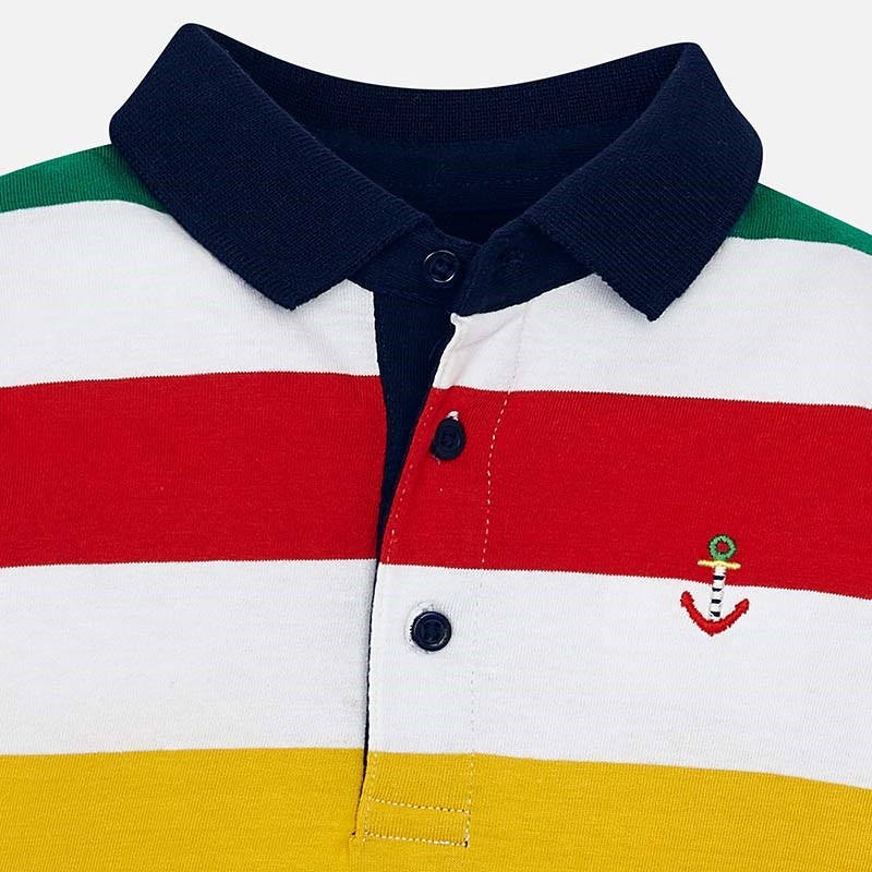 Mayoral Yazlık Erkek Çizgili Polo Yaka Uzun Kol T-shirt Kırmızı