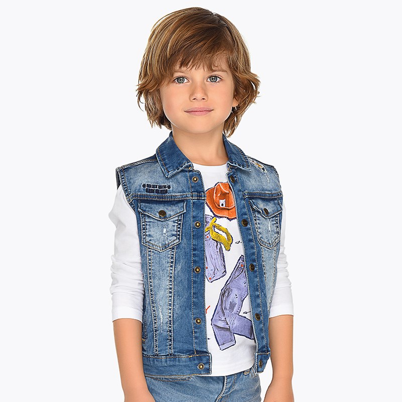 Mayoral Yazlık Erkek Denim Yelek Mavi