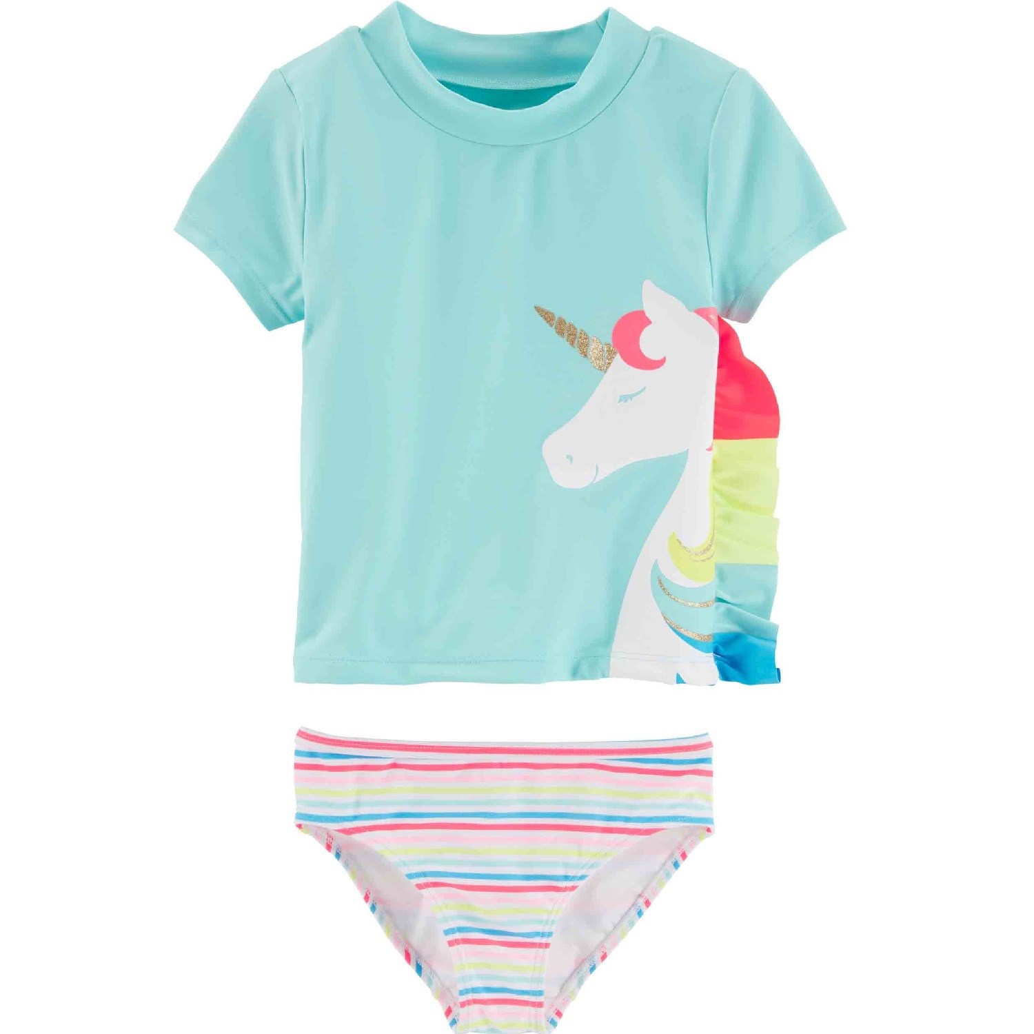 Carter's Yazlık Küçük Kız Çocuk Unicorn Desenli Mayo Mavi