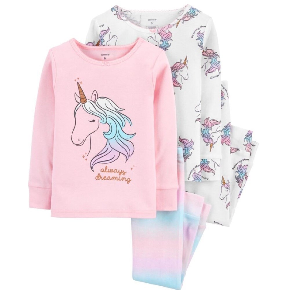 Carter's Kız Çocuk Unicornlu Pijama 4' lü Set Pembe