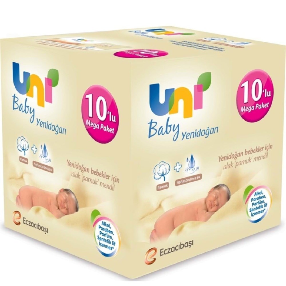 Uni Baby Yenidoğan Islak Mendil 10'lu Mega Paket 
