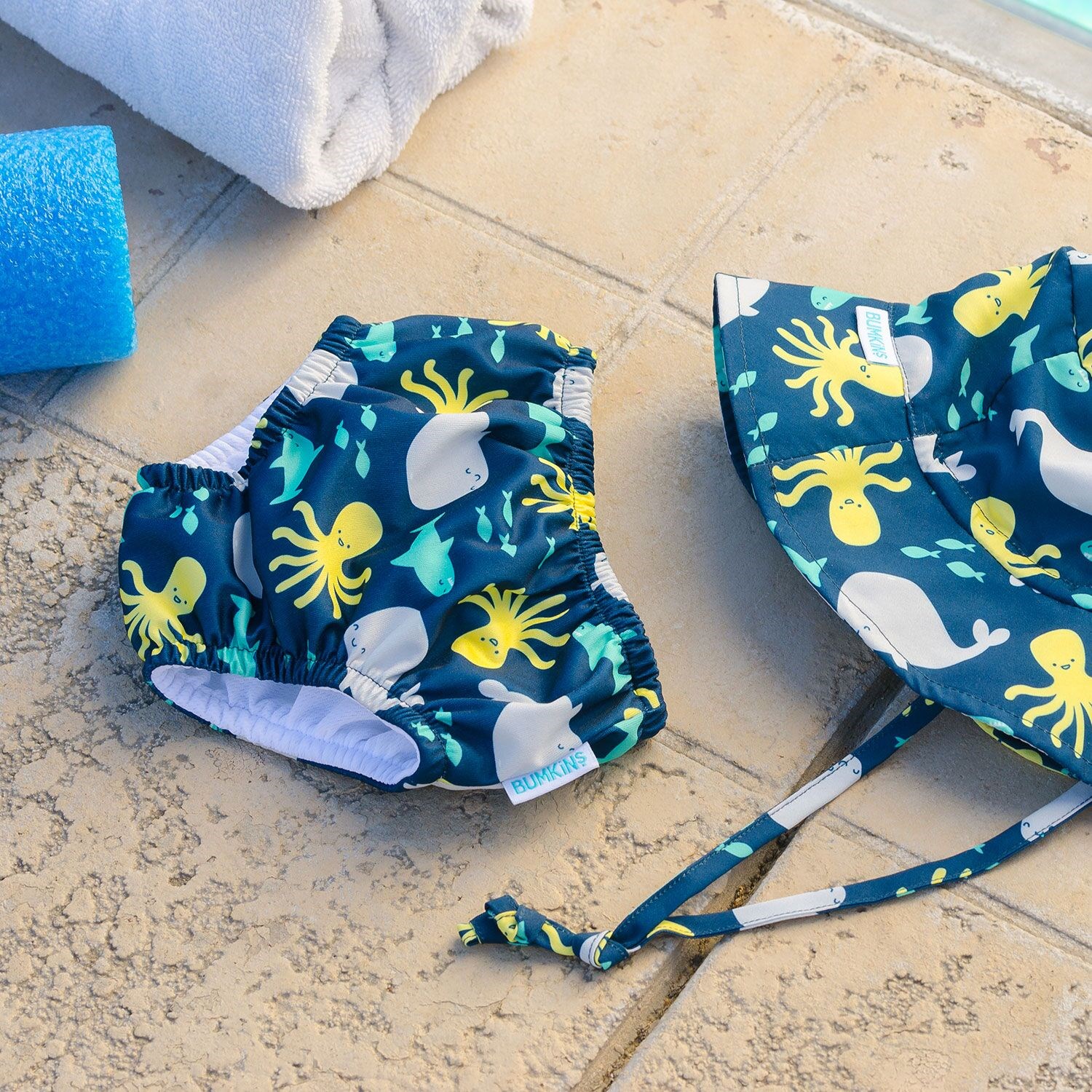 Bumkins UPF 50+ Korumalı Bebek Yüzme Seti Deep Sea Koyu Mavi