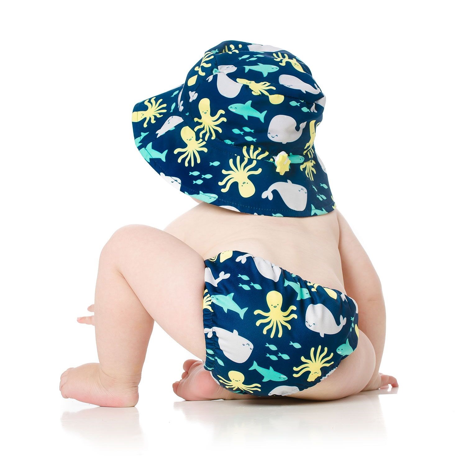 Bumkins UPF 50+ Korumalı Bebek Yüzme Seti Deep Sea Koyu Mavi