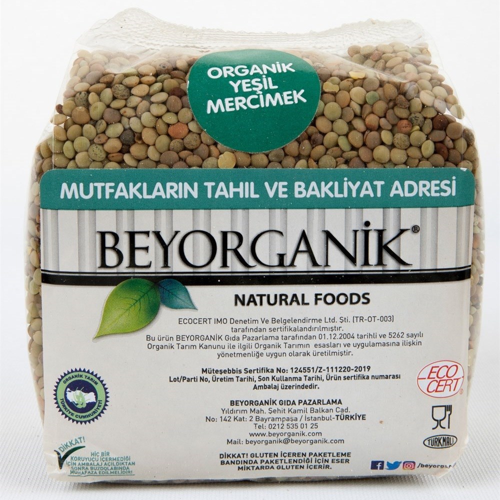 BEYORGANİK Organik Yeşil Mercimek Kelkit Vadisi 1000 gr 