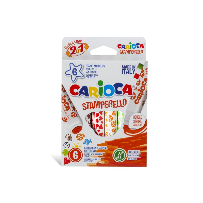 Carioca Stamferello Damgalı Yıkanabilir Keçeli Boya Kalemi 6'lı Orjinal