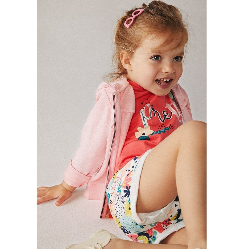 Boboli Yazlık Kız Penye Kısa Kol T-shirt Pembe