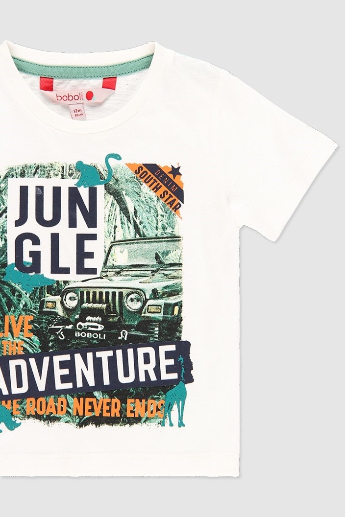 Boboli Yazlık Erkek Penye Kısa Kol T-shirt Beyaz