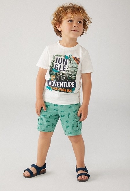 Boboli Yazlık Erkek Penye Kısa Kol T-shirt Beyaz