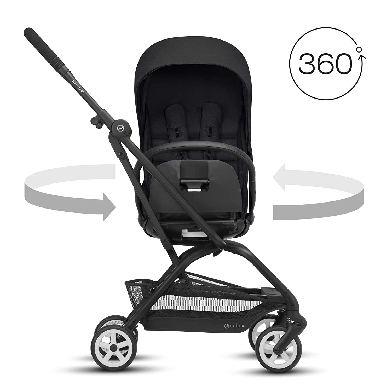 Cybex Eezy S Twist +2 Bebek Arabası Deep Black Kabin Boy 360 Derece Siyah