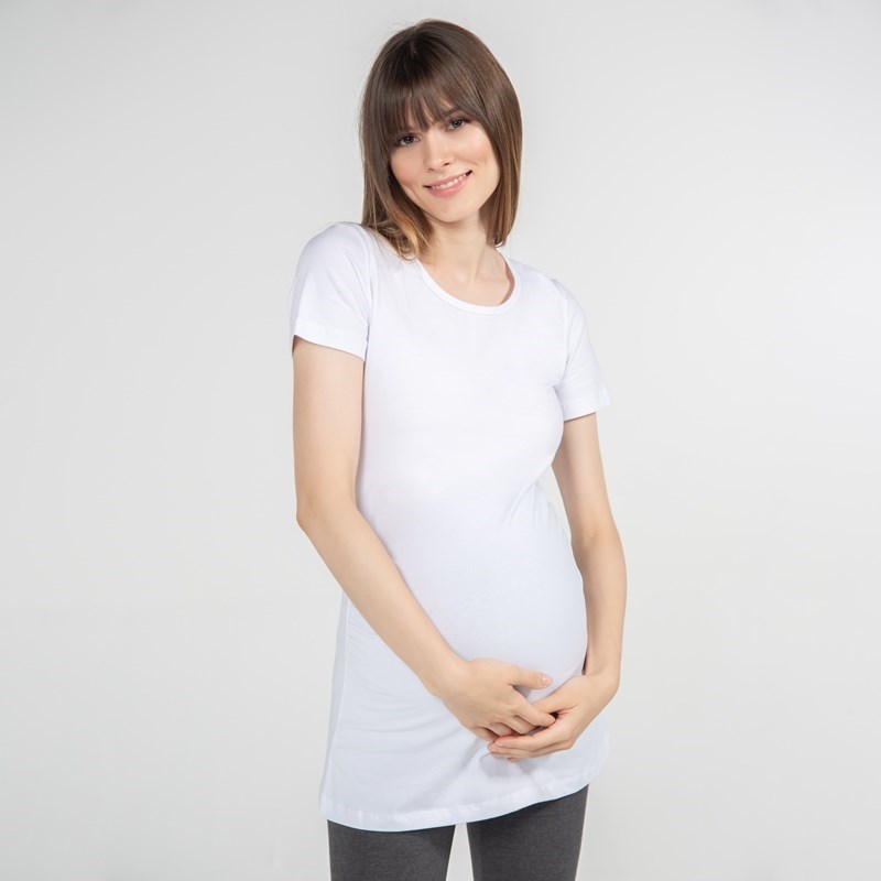 Funnamamma Bisiklet Yaka Hamile Tshirt Carina Beyaz