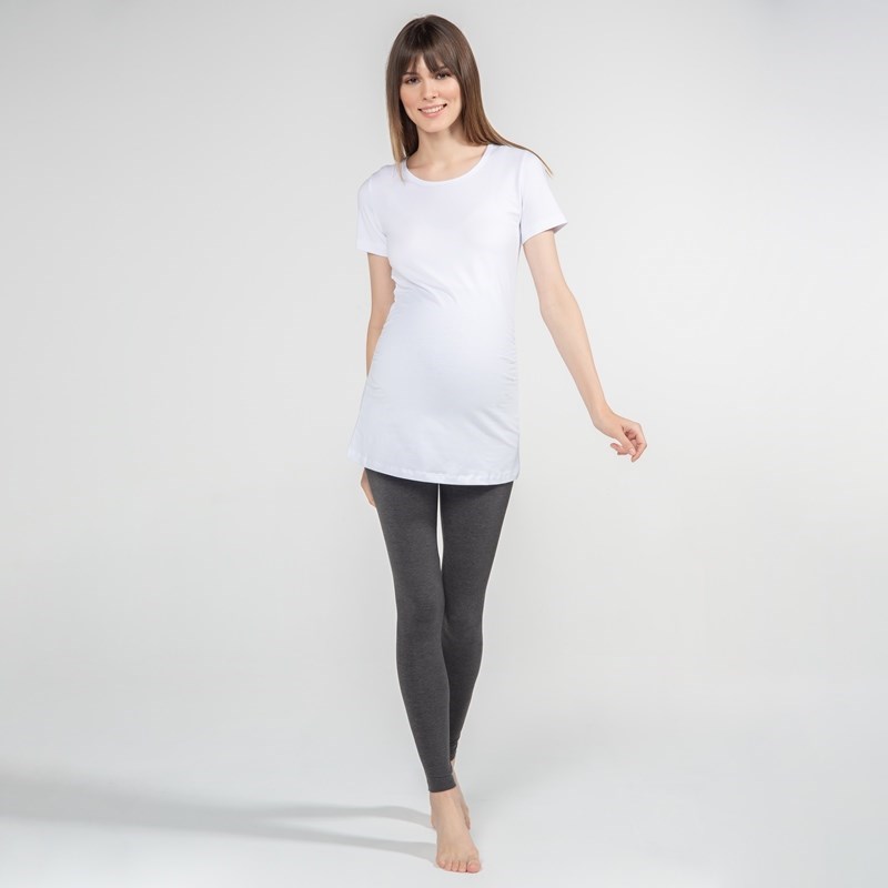 Funnamamma Bisiklet Yaka Hamile Tshirt Carina Beyaz