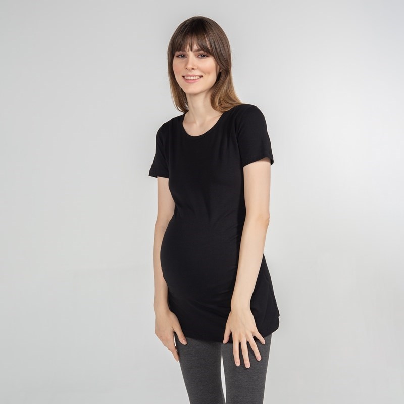 Funnamamma Bisiklet Yaka Hamile Tshirt Carina Siyah