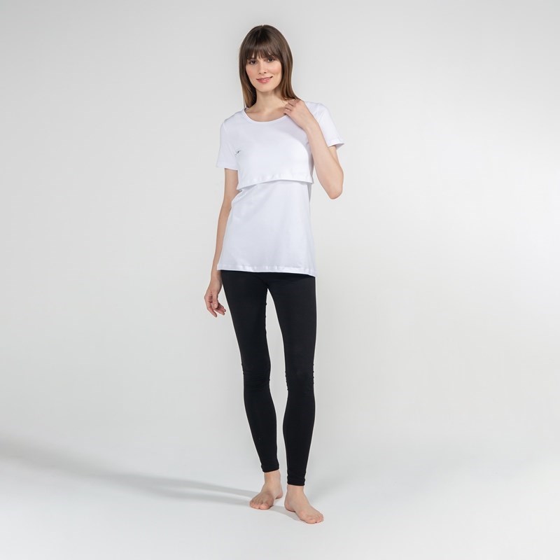 Funnamamma Bisiklet Yaka Emzirme Tshirt Letizia Beyaz