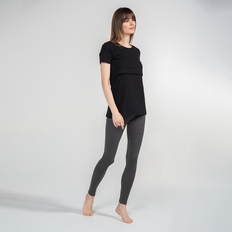 Funnamamma Bisiklet Yaka Emzirme Tshirt Letizia Siyah