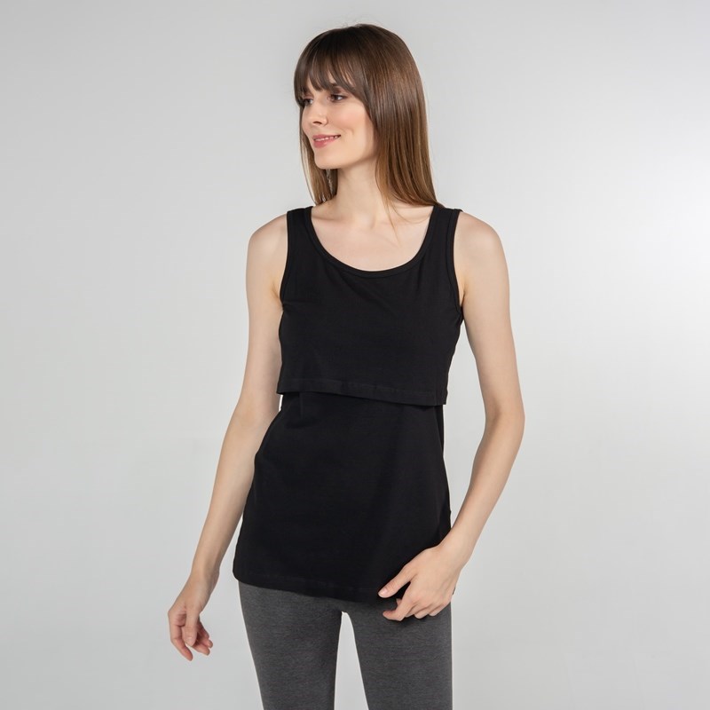 Funnamamma Atlet Yaka Emzirme Tshirt Paola Siyah