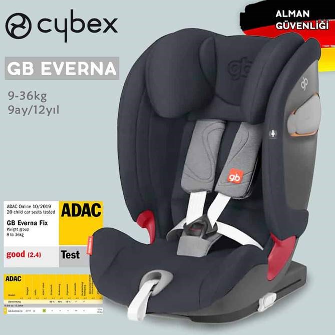 GB Everna Fix 9-36 kg İsofixli Oto Koltuğu Velvet Black Standart  'da