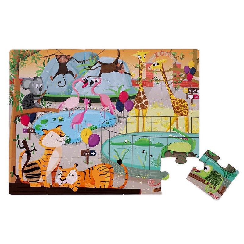 Janod 20 Parça Dokun Hisset Puzzle Hayvanat Bahçesi 
