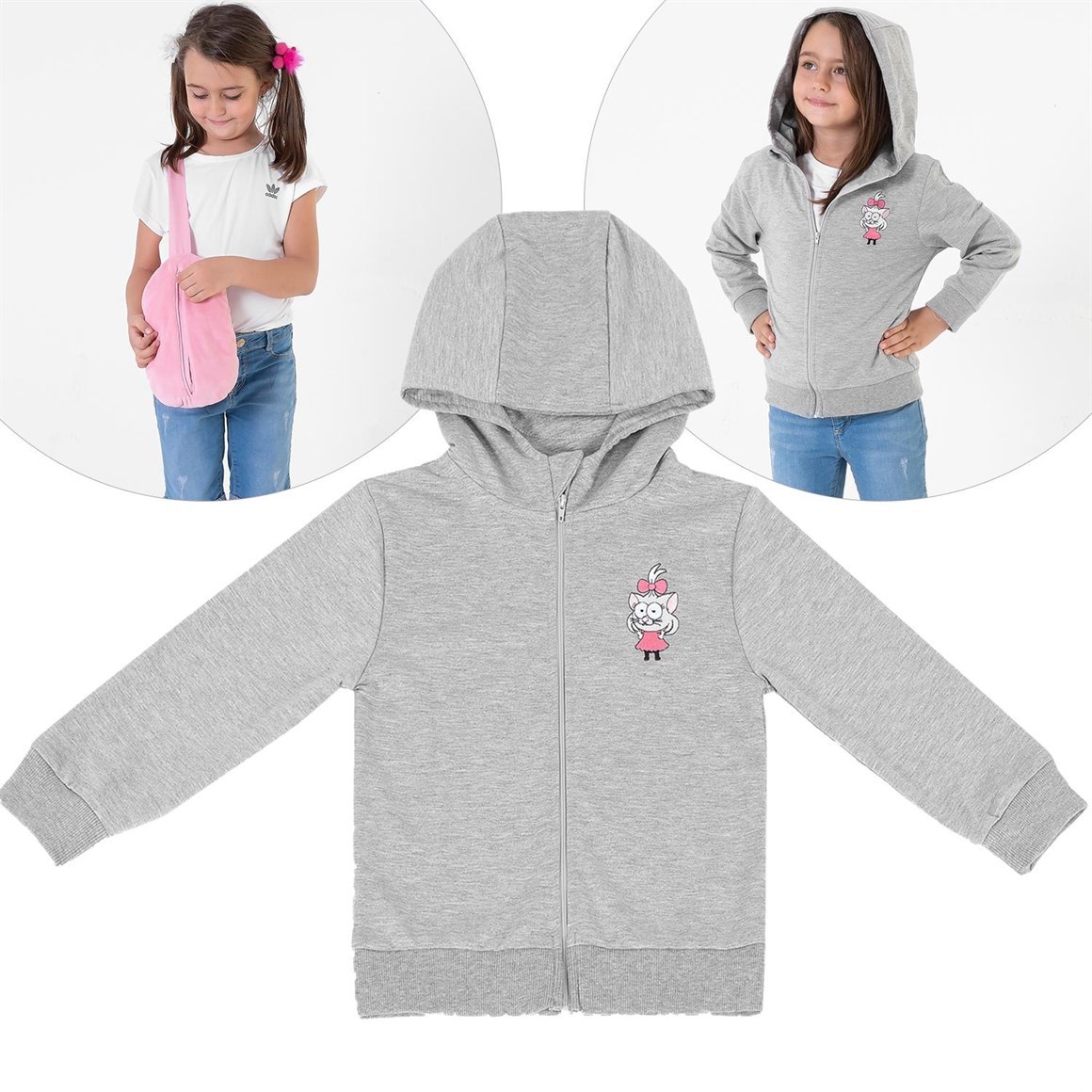 Kral Şakir Lisanslı Kapşonlu S-shirt - Canan Gri