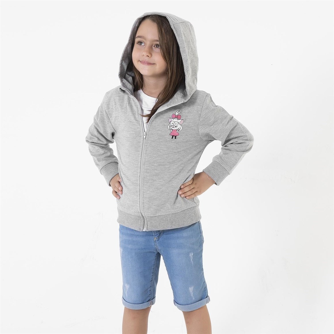 Kral Şakir Lisanslı Kapşonlu S-shirt - Canan Gri